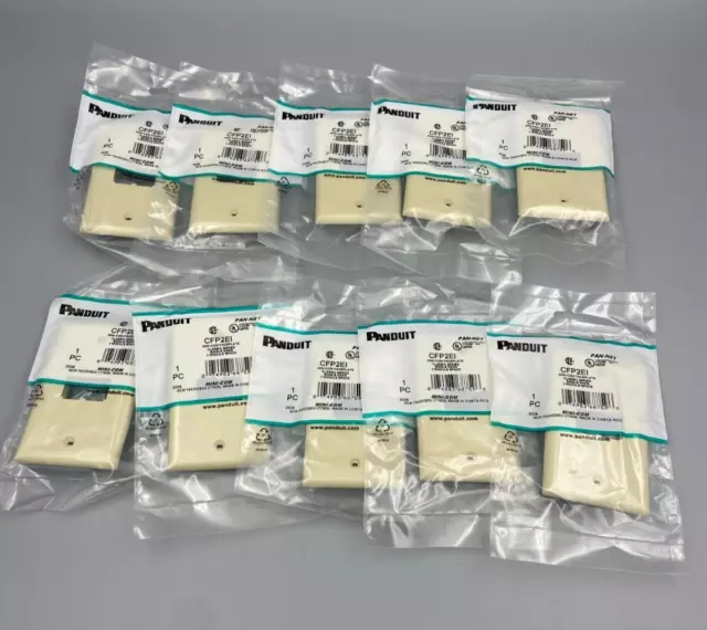 10 PANDUIT CFP2EI Wall Plate Single Gang 2 Ports Electric Ivory Mini-Com Pan-Net