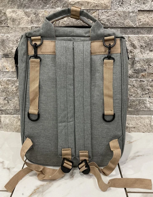 3 in 1 GRAY Diaper Bag Backpack, Baby Portable Crib, Bassinet Bed Changing Mat N 3