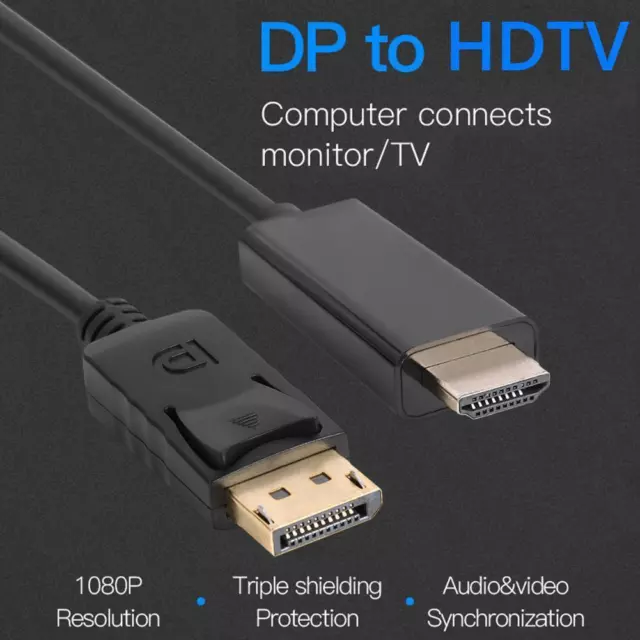 1.8m Video Audio Cord Converter Plug and Play for Projector PC TV Laptop