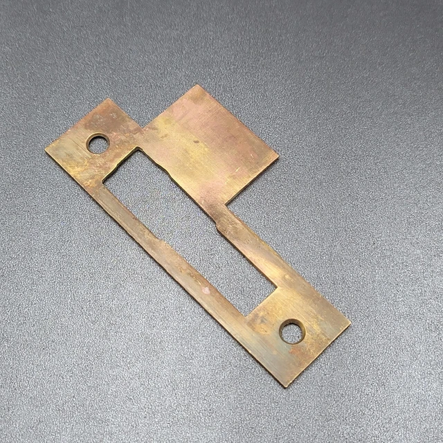 Vintage Heavy Brass Exterior Door Strike Plate Single Only Salvage H0023