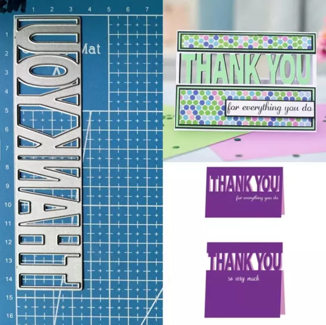 Metal Cutting Dies THANK YOU Scrapbooking Stencils Embossing Paper Card Crafts