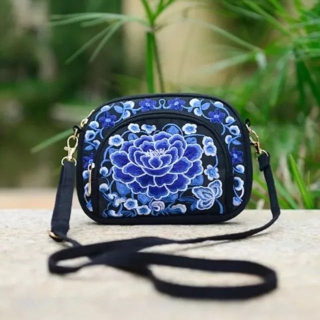 Ethnic Style Women Shoulder Bag Floral Embroidered Crossbody Bag Travel Pouch