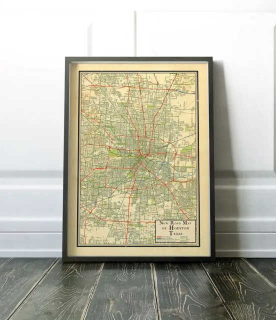 Map of Houston, Texas vintage design map of Houston, Texas, retro map design