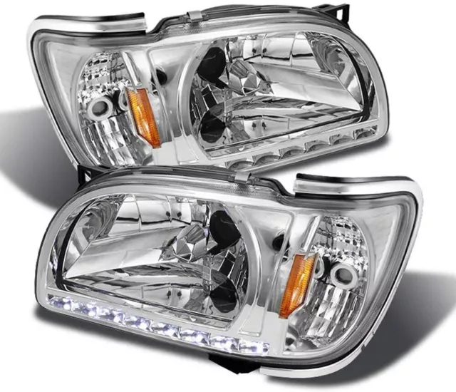 Fits 01-04 Toyota Tacoma Replacement Chrome LED Headlights Corner Lamps L+R