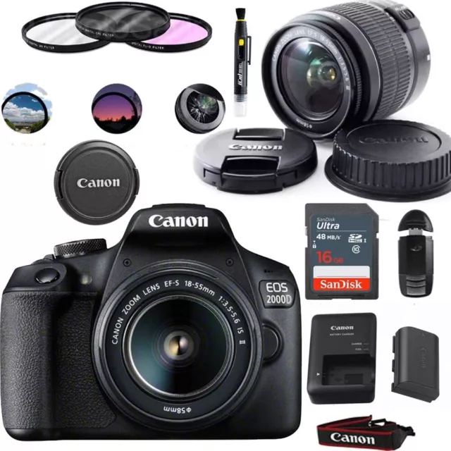 Canon EOS 2000D / Rebel T7 24.1MP DSLR Camera + 18-55mm Lens + 16GB Basic Kit