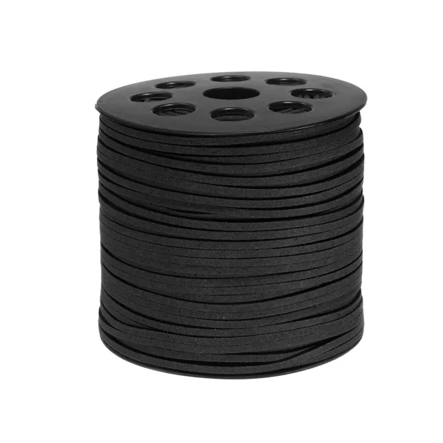 100 Yards Flat Suede Cord 2.7mm Leather String Lace Faux Leather Cord Black