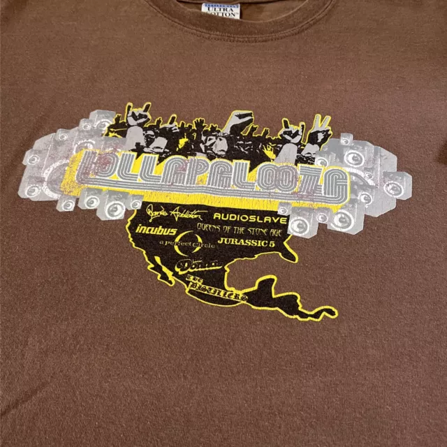 Lollapalooza Festival Janes Addiction, Audioslave Band Tshirt Size Med Brown