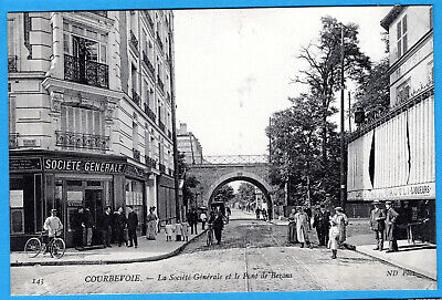 Cpa 92 Courbevoie - La Societe Generale Et Le Pont De Bezons
