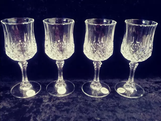 4 Longchamp 24% Lead Crystal D'arques Stemware Sherry Cut Glasses France