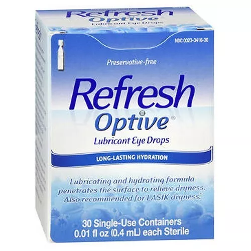 REFRESH Optive Lubrifiant Eye Gouttes Usage Unique Récipients Nombre De 30 Par