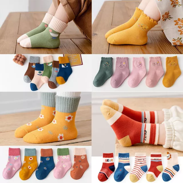 5 Pairs Toddler Kids Baby Toddler Boys Girls Warm Cotton Breathable Soft Socks