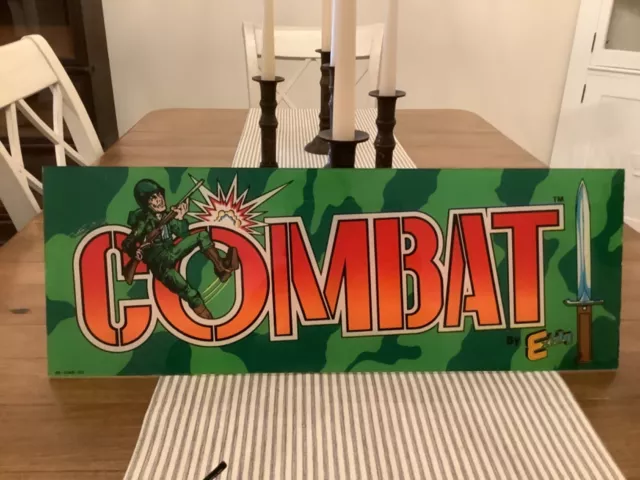 Original Vintage COMBAT By Exidy ARCADE MACHINE MARQUEE SIGN 1985- Military Game