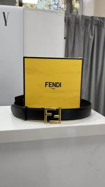 Fendi Women's Belt. Ff Black Leather. Size 85 . New & Authentic