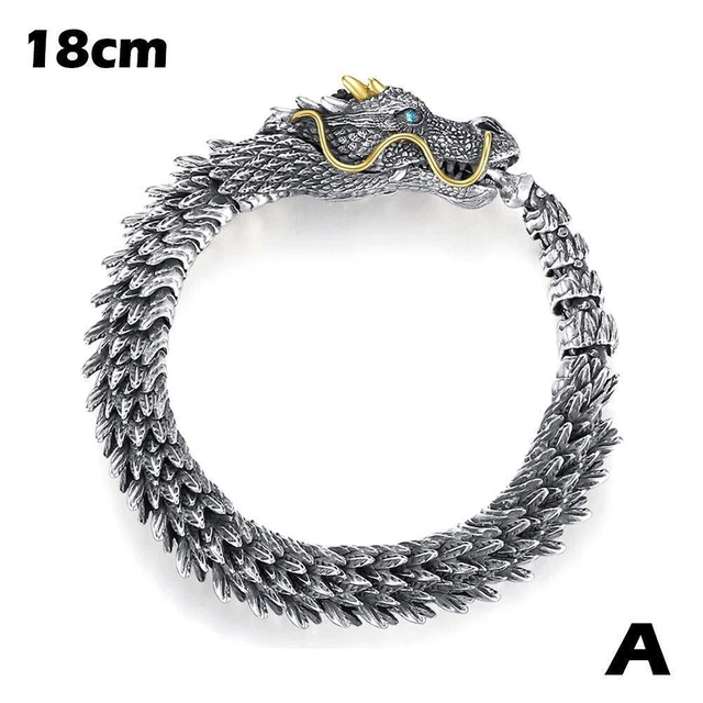 Vintage Men Silver Dragon Viking Bracelet Men's Lucky Bangle Jewelry Gift M4U9