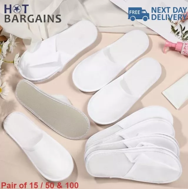 Spa Hotel Guest Slippers Closed Toe Towelling Disposable Terry Type 15-100 LOT