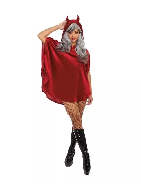 Devil Poncho - Hell Yeah - Red - Horns - Halloween - Costume - Women - One Size