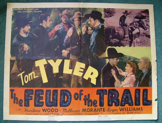 Feud Of The Trail 1937 Tom Tyler Western  22X28 Original Half Sheet Movie Poster