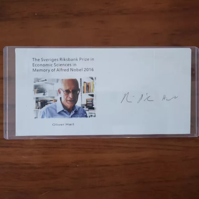 Oliver Hart Autograph Memorial Cover for the 2016 Nobel Prize in Economics 4X8