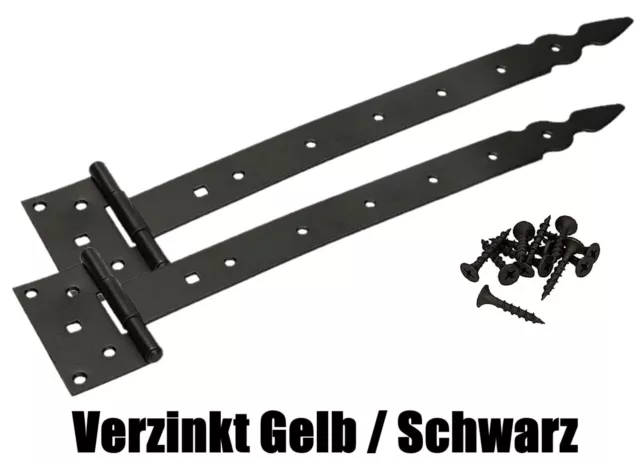 KOTARBAU® 2er Set Kreuzgehänge T-Scharnier 400 mm Ladenband T-Scharnier