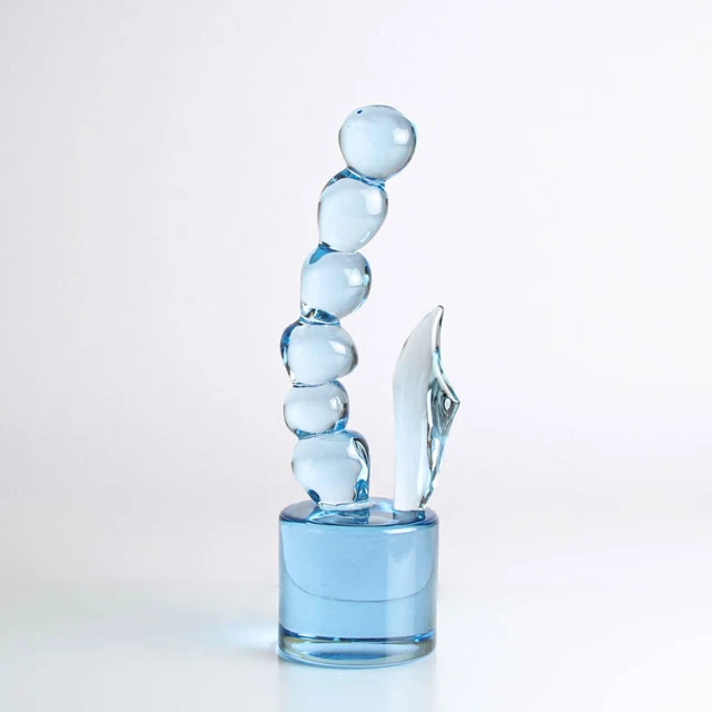 Cristal Murano Escultura Cenedese E. Nason Único Tótem Azul 6 Bolas Con Hoz