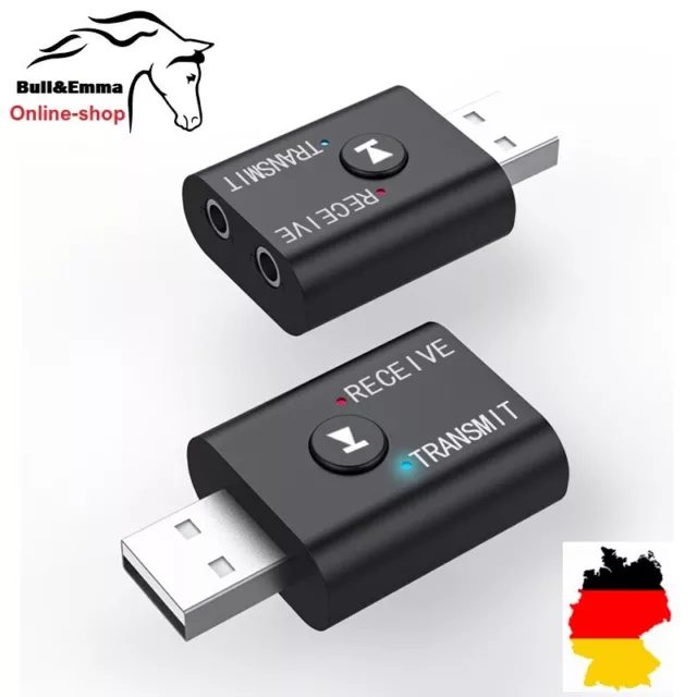 Bluetooth 5.0 Musik Stereo Sender Receiver Audio Transmitter Adapter Empfänger