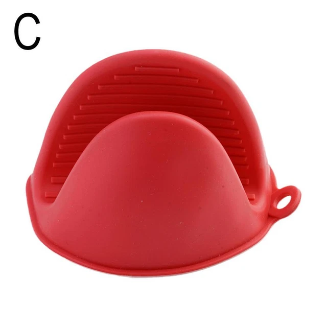 Red Silicone Pot Holders Mini Oven Mitt Kitchen Heat Resistant Fingers Grips