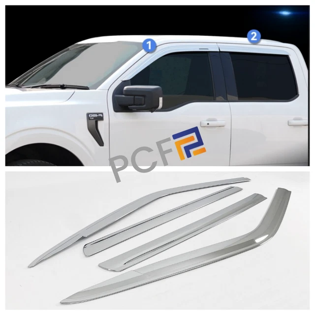 Lightronic In-Channel Window Visors For 2015-2024 Ford F-150 SuperCrew - Smoke Rain Guards - Foto 11