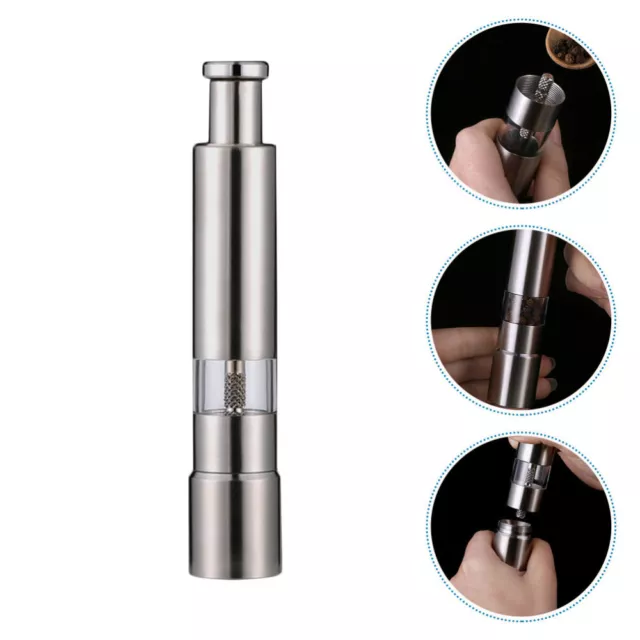 Manual Stainless Steel Pepper Grinder with Thumb Push Button