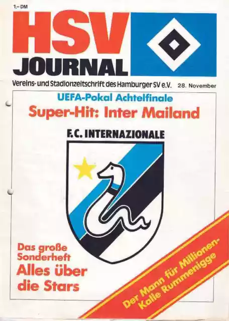 Fussball-Programmheft   84/85     EC   Hamburger SV - Inter Mailand