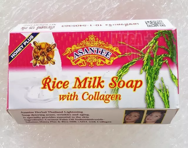 Asantee Thai Herbal Rice Milk Soap plus AHA with Collagen Lightening Skin 125g