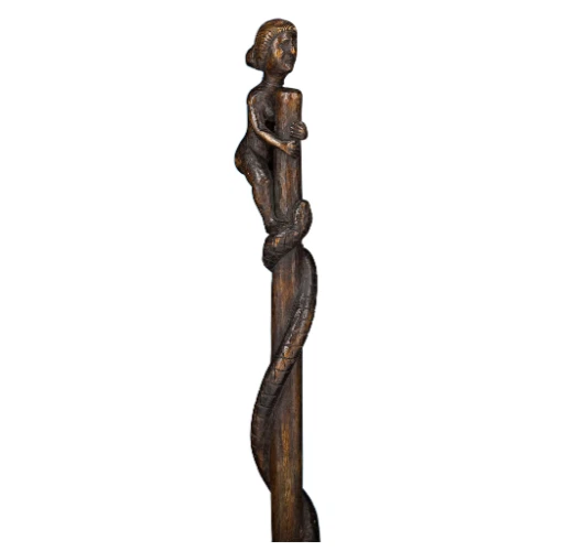 Walking Stick hand-carved walking stick Maori Woman And Snake Folk Replica Cane
