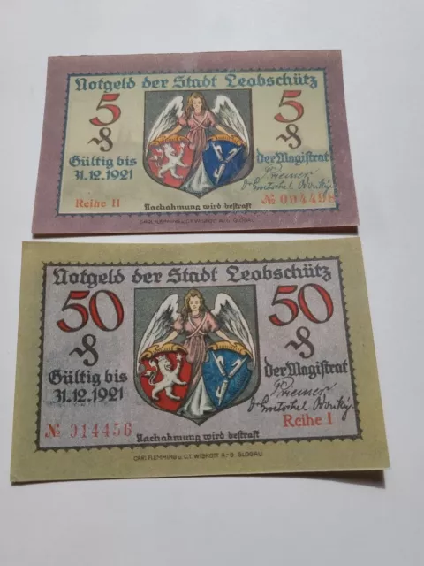 6x Notgeld Stadt Leobschütz In Schlesien