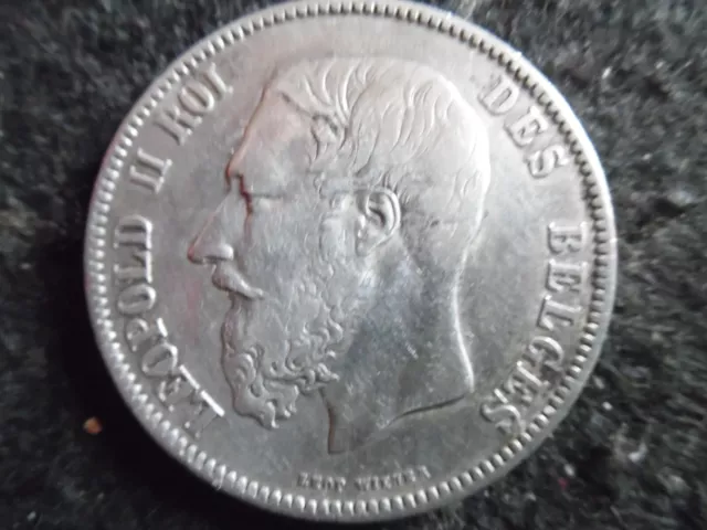 Belgique pièce de 5 francs argent  de Leopold II  1873 A  très belle pièce