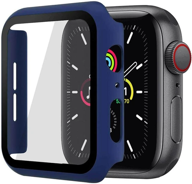 JX Hard PC Case -Screen Protector for Apple Watch Series6 5 4 SE 44mm-Sea Blue