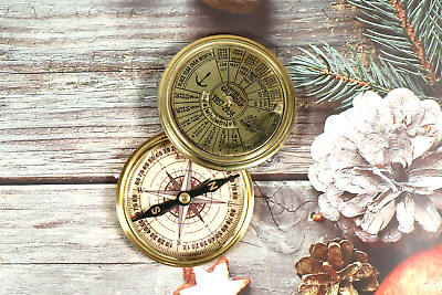 Nautical Compass With 100 Years Calendar Marine Brass Unique Navigation Compass