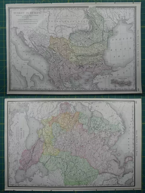 Turkey Russia Rand McNally Antique Vintage 1892 World Business Atlas Map