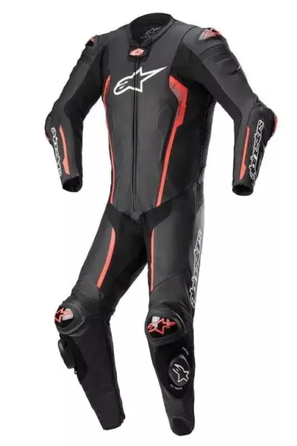 Men's Alpinestars Missile V2 Leather Suit 1 Pc Black Red Fluo New! Fast Shipping