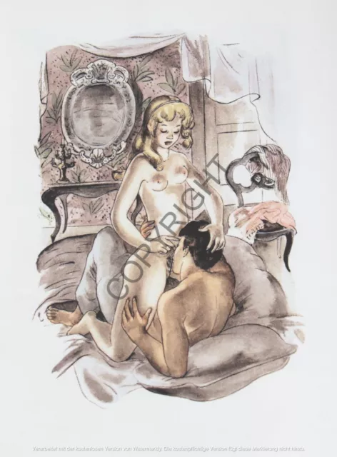 Vintage Love erotic Art breast antique Print Oral Sex Nude Romance Vagina 1920