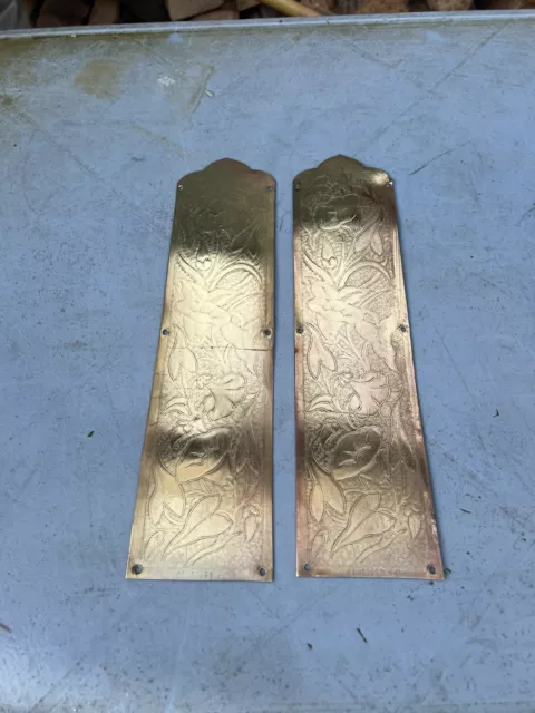 Pair Of Vintage Brass Door Finger Plates