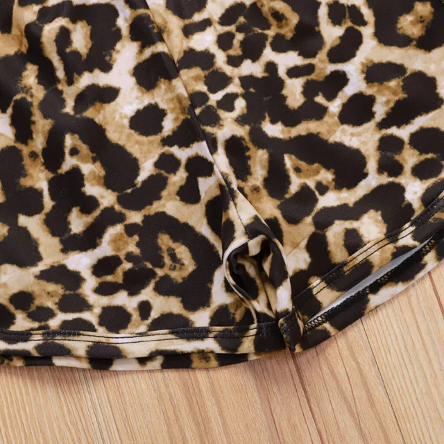 Gilet leopardato alla moda bambini bambine top pantaloni abiti set vestiti 9