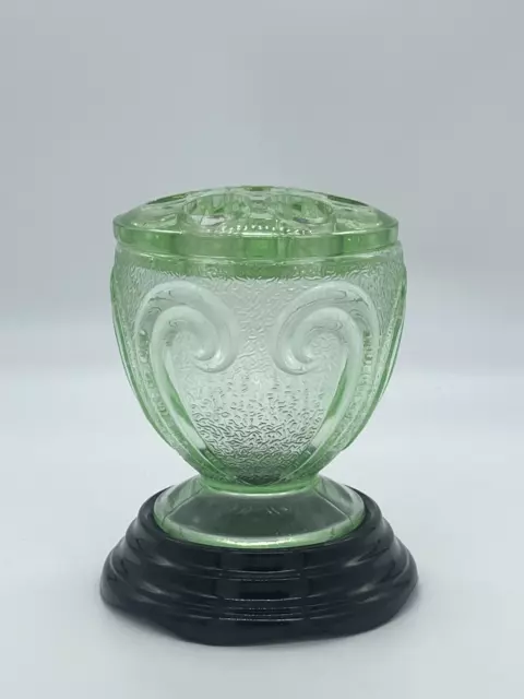 Vintage Art Deco Bagley Rutland Pressed Glass Vase w Swirl Pattern c1930s