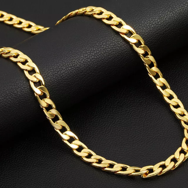 Women's Men's 18k Gold Wide 6mm Cuban Curb Link Chain Necklace 16"-30"