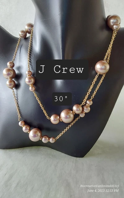 J Crew Fx Pink Pearl 30" Goldtone Chain Necklace Cpics C630+ Items Mo Jcrew