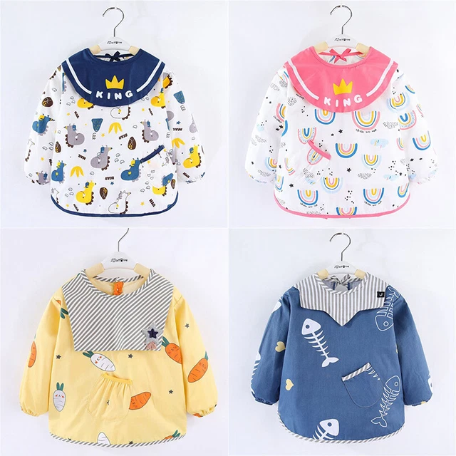 Feeding Apron Toddler kids eat Baby Feeding Bibs Waterproof Weaning long sleeve