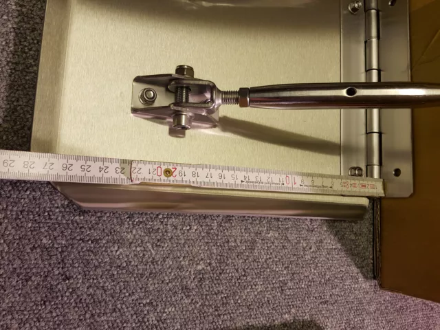 Trimmklappen Edelstahl  mit Edelstahlklavierband ca.45 cm breit  2 Versteller 3