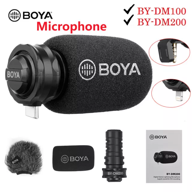 BOYA BY DM100 DM200 A7H Digital Stereo Condenser Microphone Mic For Smartphone