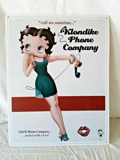 King BETTY BOOP ~ 2005 Klondike Phone Co Metal Collectible Sign ~ 12.5 x 16"