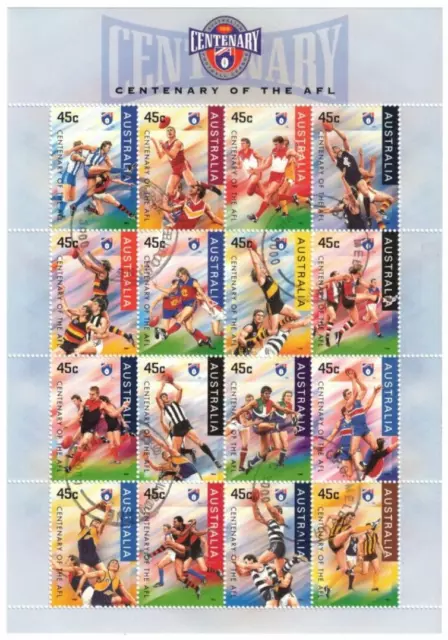 1996 Australia AFL Centenary Stamps Block of 16 SG MS1990/05 Fine Used