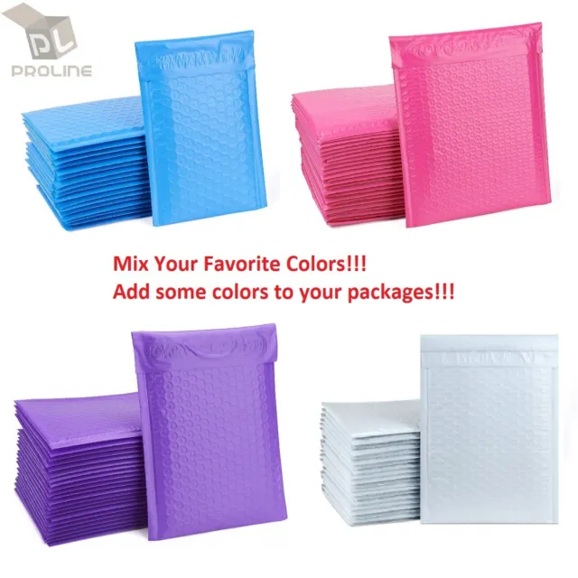 Mix Your Color 100 Poly Bubble Padded Envelopes Mailers #0 6x10 (Inner 6x9)