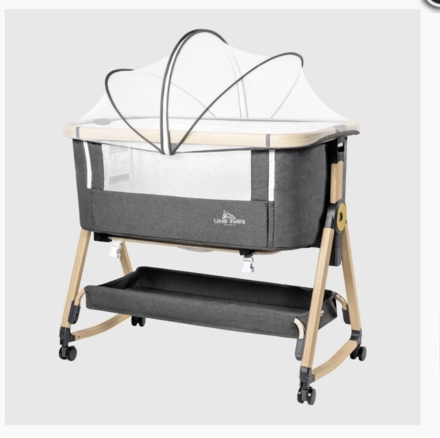 Baby bassinet with Mattress, rocking Crib Co-sleeping cradle with mosquito net -